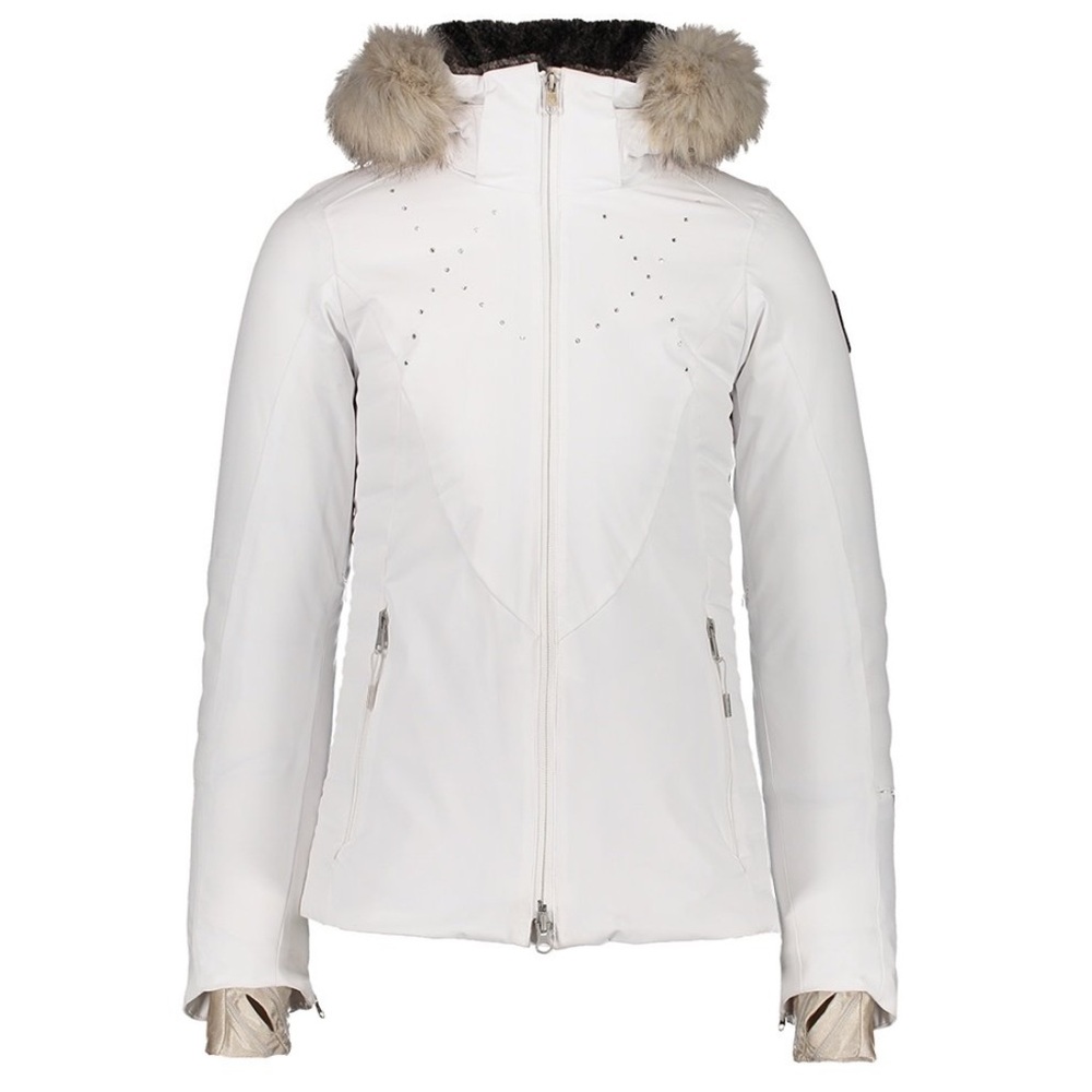 New Obermeyer Evanna SC Down Ski Jacket (Women's) in white Swarovski Crystal